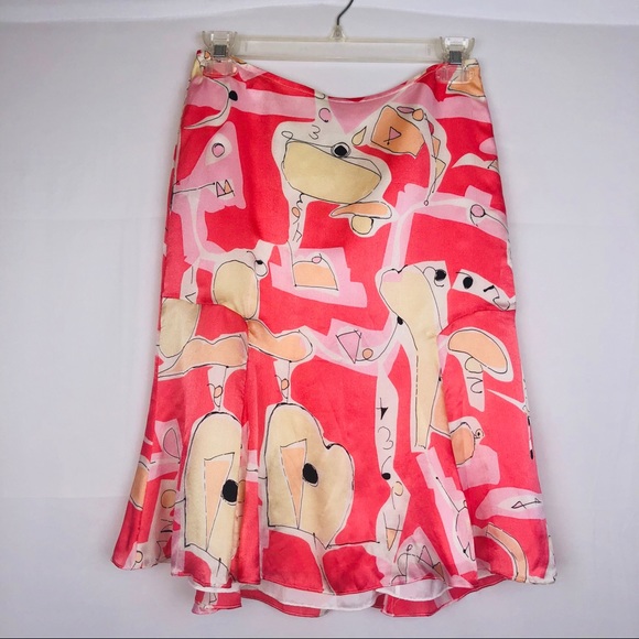 Tocca Abstract Print 100% Silk Skirt Size 0 - Picture 5 of 6